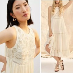 NEW Anthropologie Pinnacle Shruti Sancheti Ivory Embroidered Dress NWT $268 P M