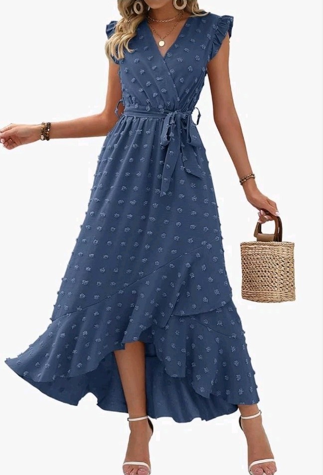 BTFBM Boho Cottagecore Cap Sleeve Swiss Dot Flowy Ruffle Sz XL