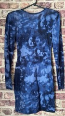 Pink Vanilla Blue Tie Dye Open Back Shoulder Pads Long Sleeve Mini Dress Size 8