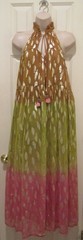 Anthropologie DINDIA Multi-color w/gold Metallic sparkle sleeveless Maxi Dress S
