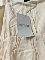 Forever 21 Beige Linen Wrap Mini Dress V-Neck Tie Adjustable Straps Women&rsquo;s M