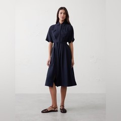 NWT! Banana Republic Navy Pleated Midi Shirtdress – Size XL 🎻