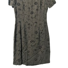 Siri Floral Sheer Mock Neck Glitter Velvet Dress in Chocolate Brown