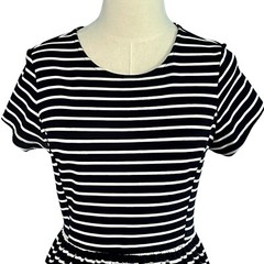Peter Som for Design Nation Striped Casual Dress Fit & Flare Cap Sleeves Size M