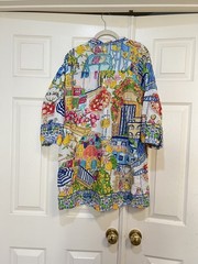 Antica Sartoria colorful Positano artistic art to wear mini dress SZ M/L beach
