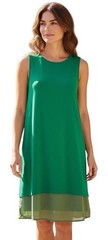 🌻.RIDLEY SIZES EMERALD GREEN JERSEY TUNIC MIDI DRESS CREPE SILK HEMLINE