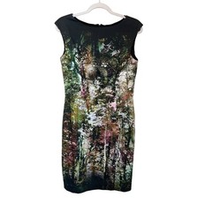 Kay Unger NY Forest Tree Print Sheath Dress Multicolor Size 8