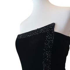 Vintage Small Formal Dress Minimalist Black Gown Y2K Strapless Long 90s Maxi Art