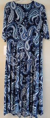 Beautiful black background dress with Navy/Aqua print by Robbie Bee size XLG New