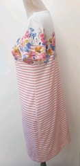 Joules Ladies Size 10 12 Pink White Mix Stripe Floral Riviera Print Dress Sun