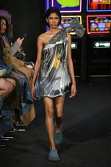 JW ANDERSON Spring 2023 Goldfish Digital Print One-Shoulder Mini Sack Dress XS