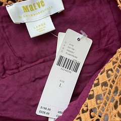Anthropologie Maeve Embroidered Silky Midi Dress L NWT Ethnic Peasant Pockets