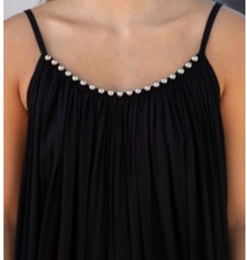 Bali Queen Silver Beaded Black Maxi Dress One Size OS Casual Comfort Resortwear