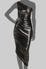 $245 Norma Kamali Women&rsquo;s Gray Diana One-Shoulder Asymmetric Gown Dress SZ S/36
