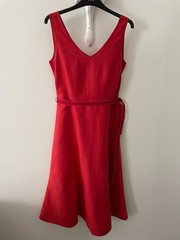 M&S Vintage Fine Linen Blend Fit & Flare Midi Summer Dress Size 10
