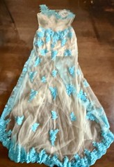 Fabuluxe One Shoulder Sheer Back Overlay Dress Tulle/Lace Detail Junior XL