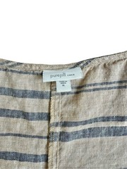 Pure Jill Linen Striped Flowy Sleeveless Neutral Midi Dress