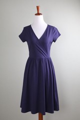 PACT NWT Organic Cotton Purple Eclipse Fit & Flare Crossover Dress Size Small
