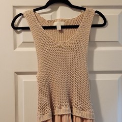 Vintage Forever 21 Knit Flowy Summer Dress beige/pink