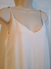 Mossimo Adjustable Spaghetti Strap Button Slits White Rayon Nylon Midi Dress M