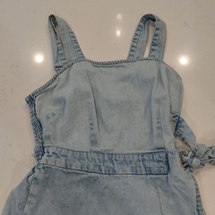 Y2K Sincerely Jules Denim Skort Jumpsuit XS Chambray Smocked Waist Tie Boho
