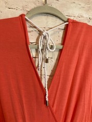Boston Proper Maxi Dress Womens Large Coral Orange Tie Back Ultra Stretch Long