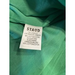 STAUD Wells Pinwheel Cotton Minidress 0 Green Square Neck Fit & Flare Scoop Back