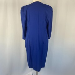 Vintage Coat Dress Plus Size 18W Royal Blue Fringe Button Office Career 80s 90s