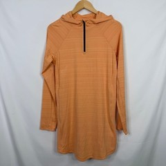 Athleta Illume Hoodie Dress Orange Heather Quarter Zip Small