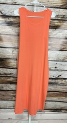 AnyBody Cozy Knit Sleeveless Wrap Front Midi Dress Persimmon Small New