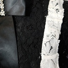 Black Lace White Lace Ruffles Dress EU 38 Size 6 High Neck