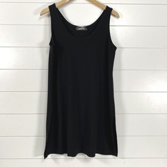 Sympli Dress Womens 8 Black Sleeveless Tank Midi Made Canada Stretch Classic