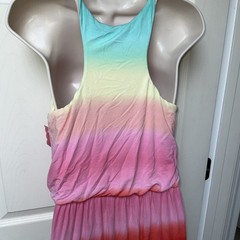 Neiman Marcus Sundress Tie Dye Ombré Racer back Maxi Boho Festival Hippie