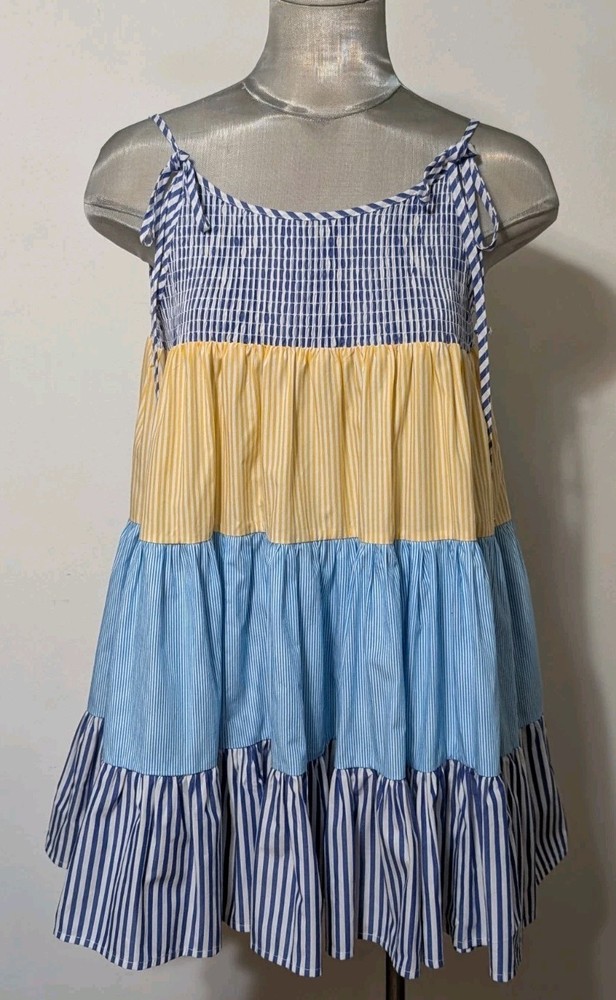 Solid & Striped Parker Blue & Yellow Striped Mini Dress Size XS