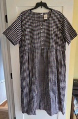 Erika & Co. Women 3X Navy Yellow Green Plaid Cotton Dress Prairie Cottage Core