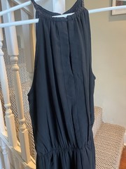 H&M Black Chiffon Halter Neck Knee Length Lined Dress Size 2 Regular Solid