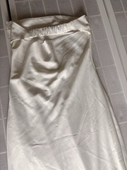 Ivory Satin Strapless Cocktail Slip Dress Old Money Minimalist Cowl Back Size S
