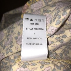 Things Between Womens Small Cottagecore Yellow Green Floral Printed Cotton Dress