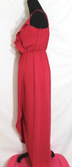 GB DRESS SIZE SMALL HOT PINK MAXI HI-LOW SPAGHETTI STRAP WRAP RUFFLE V-NECK