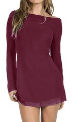 Backless Mesh Mini Dress Solid – Burgundy