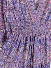 Art Silk Paisley Boho Maxi Dress | Women UK 10 12 | Purple Pink Festival