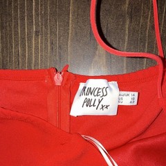 Princess Polly Red Solid Strappy Sleeveless Midi Slip Dress Side Slit Zip 10