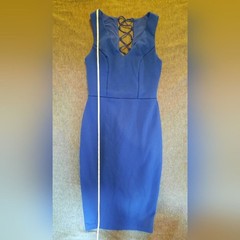 Premier Amour Dress Womans 4 Blue Sleeveless Sheath Bodycon Formal Party