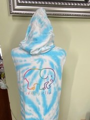 Ivory Ella Sz L Blue Tie Dye Hooded Sleeveless Sweatshirt Dress Cover-up Rainbow