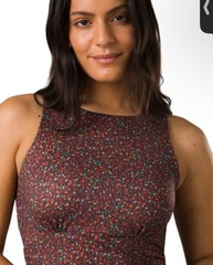 PRANA Emerald Lake Cacao Alotta Dots High Neck Dress Pockets Small NWOT