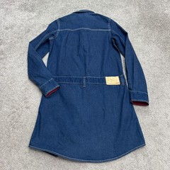 X-Girl Denim Pearl Snap Button Down Shirt Dress Womens 1 Small Blue Long Sleeve
