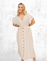 Ex Women’s Plus Size Curve Gingham Tiered Smock Dress in Pink( A Bit Defect)