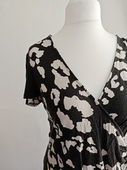 Fenn Wright Manson Black Animal Print Wrap Dress Summer Casual Elegant UK 14