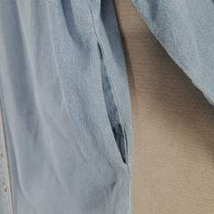 NorthStyle Womens Dress Vtg Chambray Snap Front Cotton Midi Shirt Size Large
