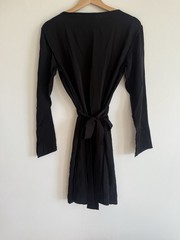 THEORY Nadora Modern Silk Black Long Sleeve Mini Dress LBD Sz 2 Elegant Minimal